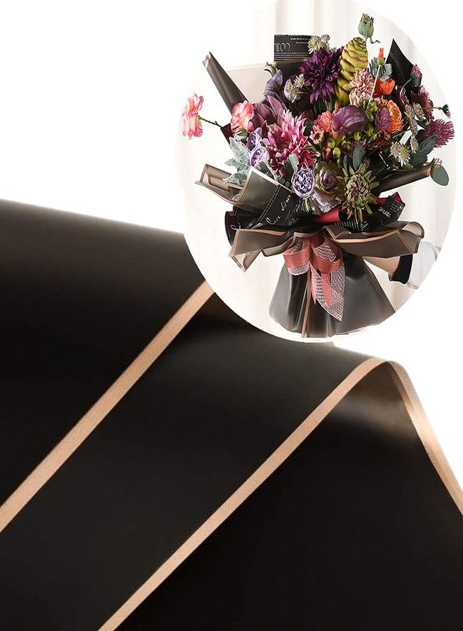 XICHEN 20 Sheets Pure color Waterproof gold edge Flower Wrapping Paper,Florist Bouquet Supplies,DIY Crafts,Gift Packaging or Gift Box Packaging, 22.8x22.8Inch(Dark night black) - Image 1